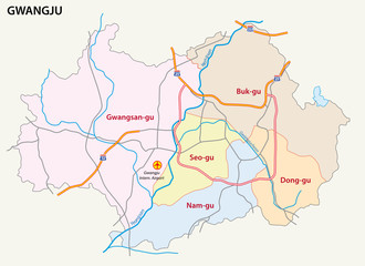 gwangju road and district map