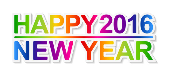 HAPPY 2016 NEW YEAR - Colorful Sticker
