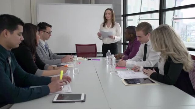 Group of attractive professionals involved in meeting