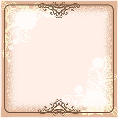 Vintage vector frame with floral elements, card design 