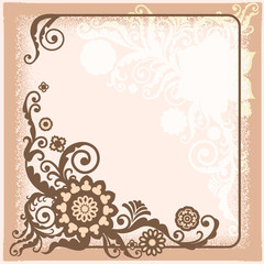 Vintage vector frame with floral elements, card design