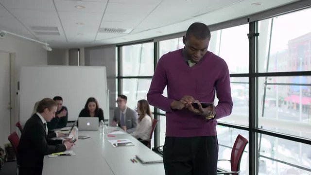 Group of attractive professionals involved in meeting