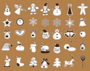 icons with white stroke Christmas