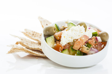 Greek Salad and Pita Chips