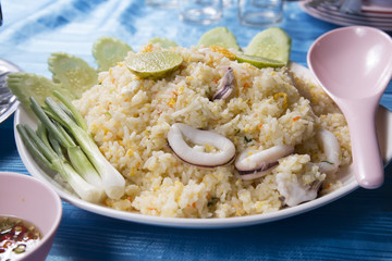 Fried rice with squid