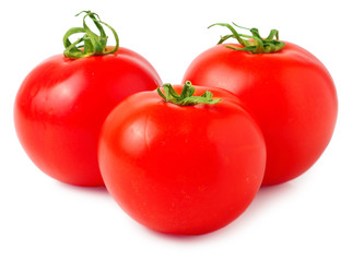 Fresh tomatoes isolated on white