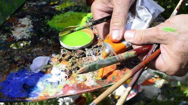 Tavolozza pittore con colore