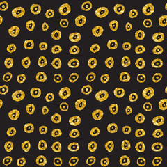 Hand drawn dotted seamless gold glitter pattern. brush circles and dots seamless pattern, vector illustration