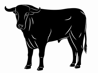 silhouette bull, vector illustration