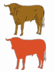 silhouette bull, vector illustration