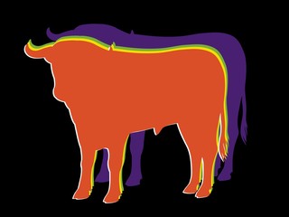silhouette bull, vector illustration