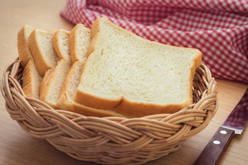 Sliced bread in basket