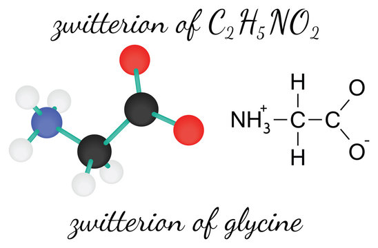 C2H5NO2 zwitterion of glycine amino acid molecule