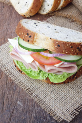 Ham sandwich with cheese