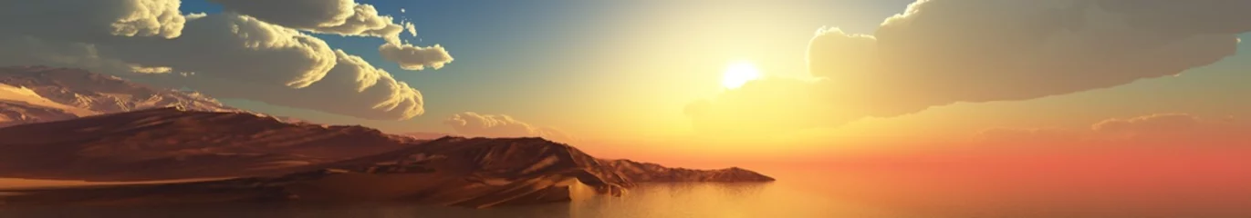  Panorama of sea sunset, mountains and sea © ustas