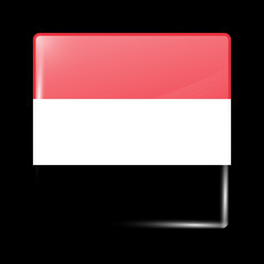 Flag of Yemen. Glassy Icon Square Shape