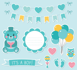 Baby boy arrival stickers set