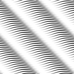Wavy stripes seamless pattern. Abstract fashion volume texture. Geometric monochrome template. Graphic style for wallpaper, wrapping, fabric, background design, apparel, other print production. Vector