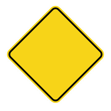 Naklejki Blank Yellow Sign. Empty square warning symbol isolated on white background. Priority road icon. Traffic sign. Stock Vector Illustration