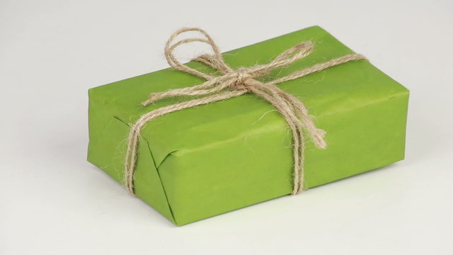 Box covered with green wrapping paper