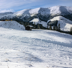 Fototapeta na wymiar winter mountain landscape, resort Jasna, Tatras, Slovakia.