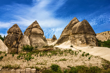 Fototapeta na wymiar Rock landscape. Cappadocia, Turkey. Goreme national park.