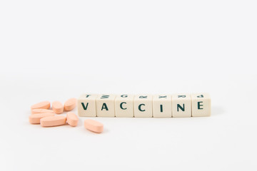 vaccine white cube text on white background