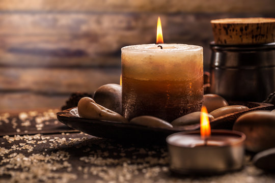 Spa and wellness setting with candles