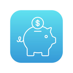 Piggy bank with dollar coin line icon.