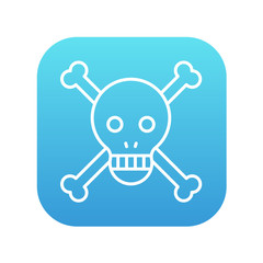 Skull and cross bones line icon.