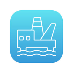 Offshore oil platform line icon.