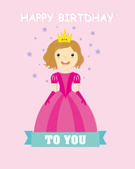 happy birthday card. princess