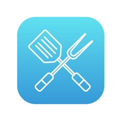 Kitchen spatula and big fork line icon.