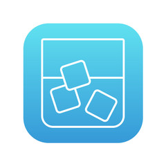 Glass of water with ice line icon.