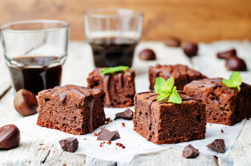 chestnut brownies with chocolate icing