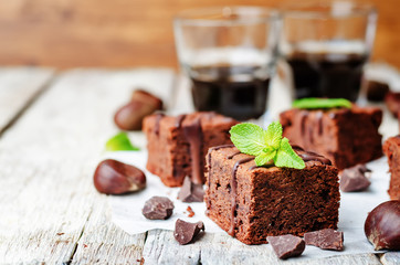 chestnut brownies with chocolate icing