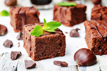 chestnut brownies with chocolate icing