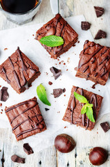chestnut brownies with chocolate icing