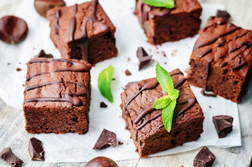 chestnut brownies with chocolate icing