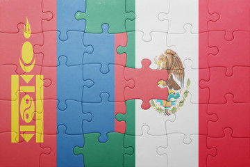 puzzle with the national flag of mongolia and mexico