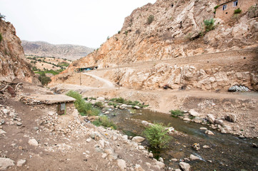 Wild river in mountain valley of Middle East