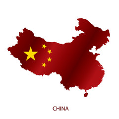 Naklejka premium China Map with flag