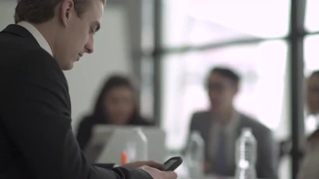 Group of attractive professionals involved in meeting