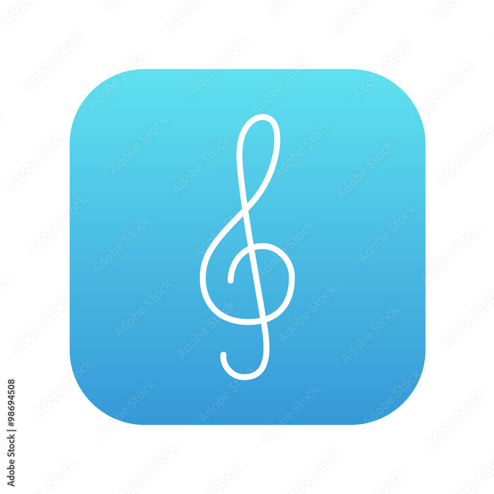 Poster g-clef line icon.