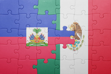 puzzle with the national flag of haiti and mexico