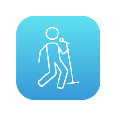 Man singing with microphone line icon.