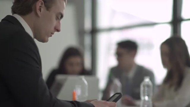 Group of attractive professionals involved in meeting