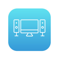 Fototapeta premium Home cinema system line icon.