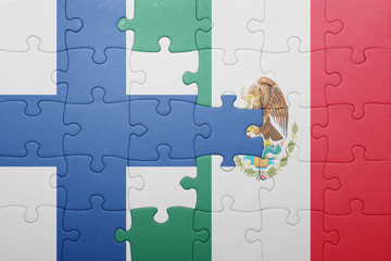 puzzle with the national flag of finland and mexico