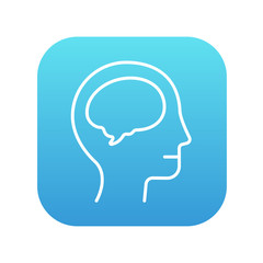 Human head with brain line icon.